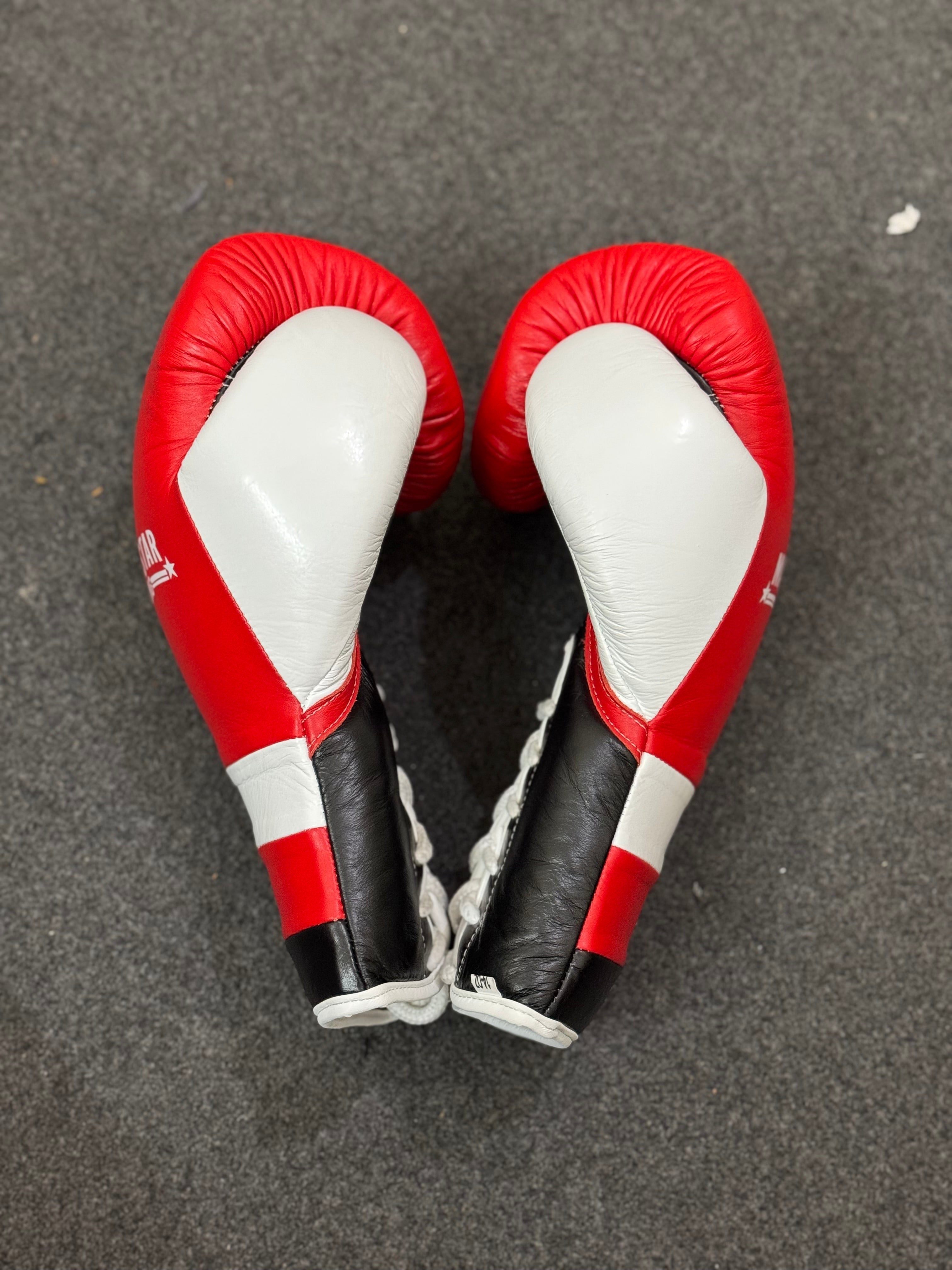 Red, White & Black Pro Elite Boxing Gloves | Personalise your name | 100% Pure Leather | Best Choice for Fighters
