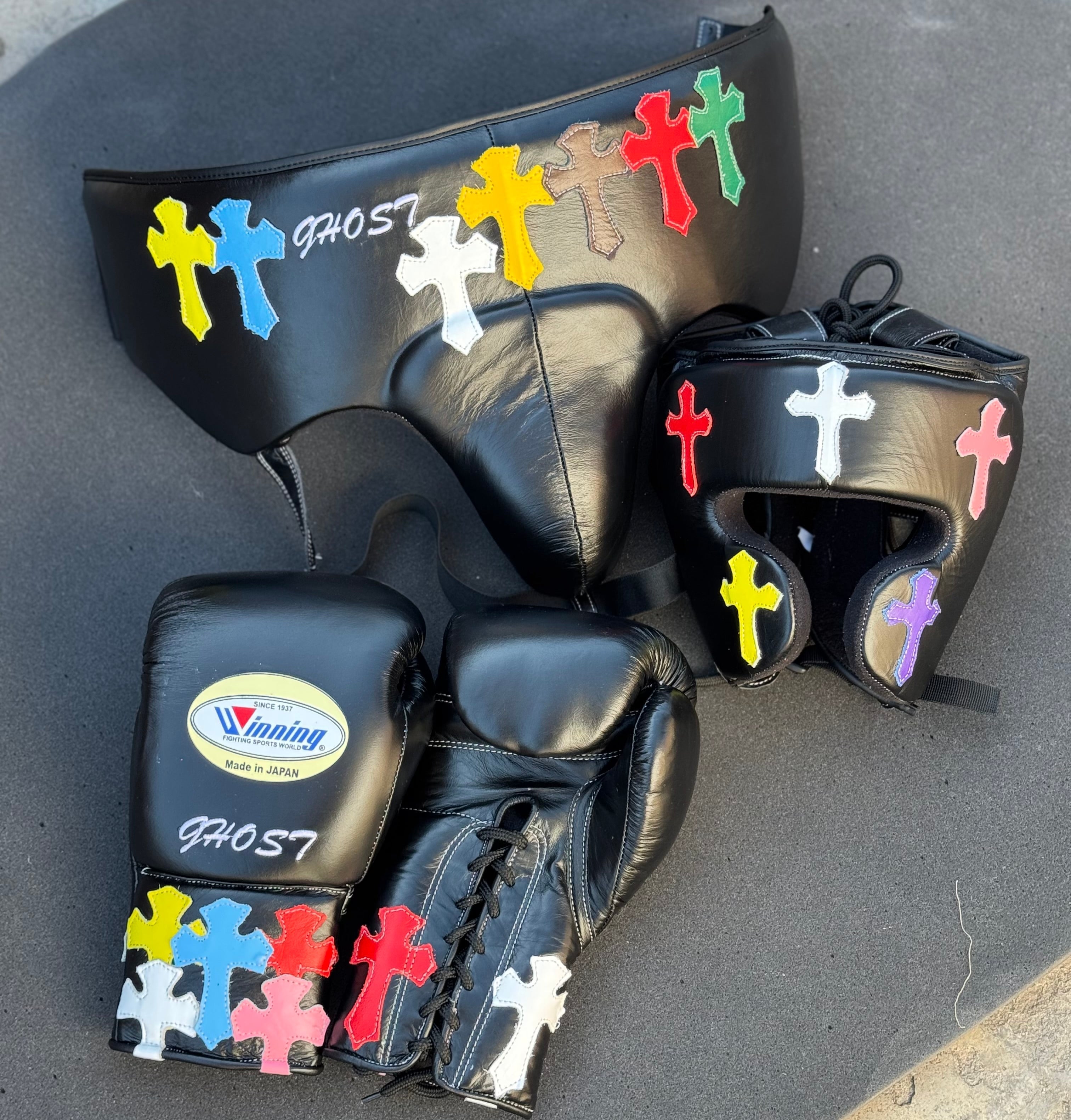 Full Black Sparring Kit with Chrome Hearts | Handmade Boxing Sparring Kit | Winning | Premium Quality | Personalise Your Name | Flat 50% OFF
