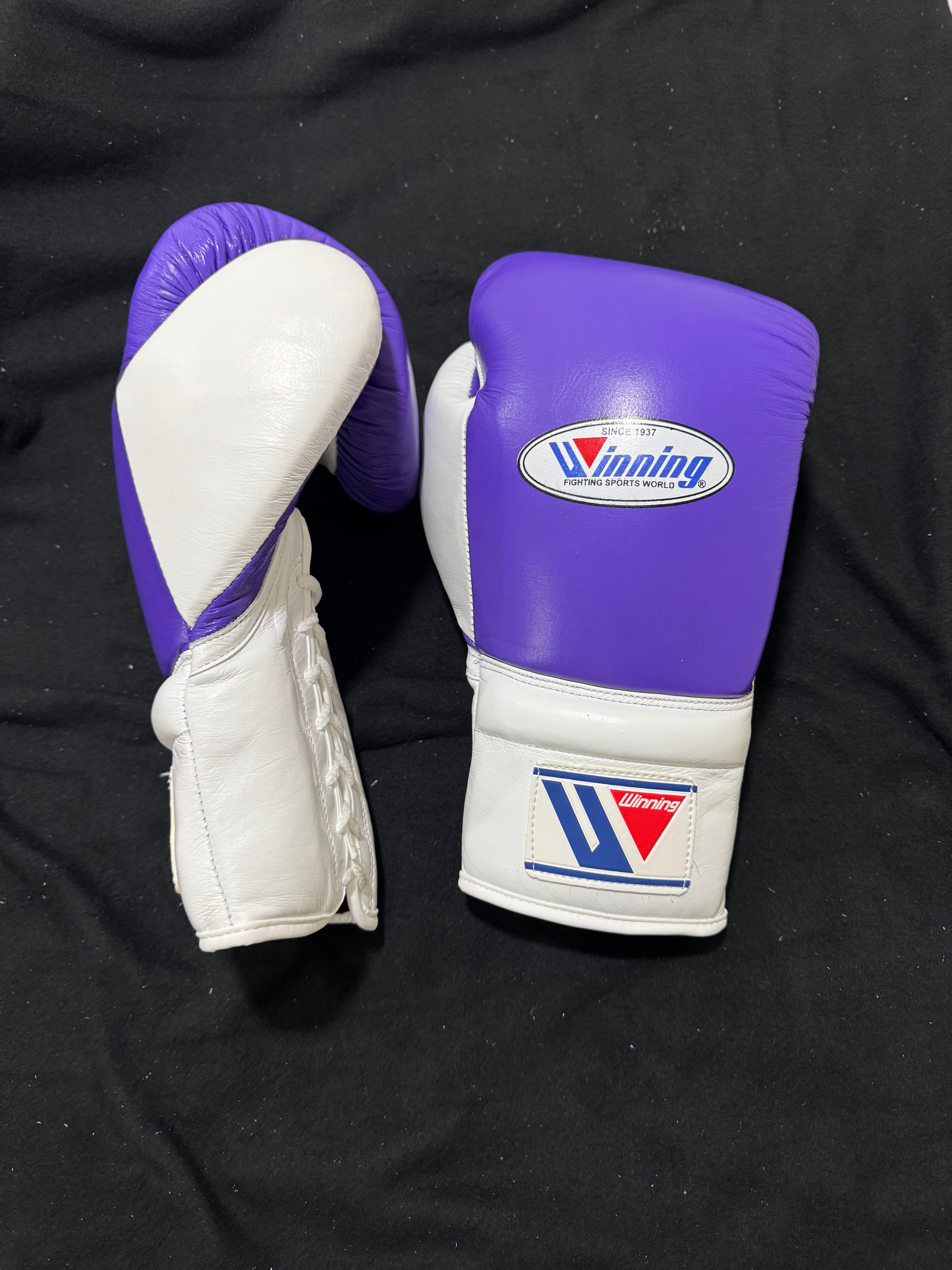 Custom Handmade Purple & White Boxing Gloves | Winnings | Personalise your name | 100% Pure Leather | Best Choice for Fighters | Flat 50 OFF