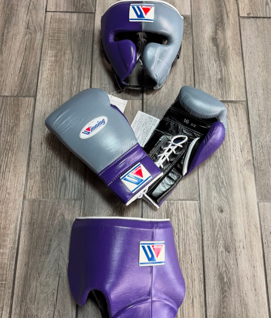 Grey, Purple & Black Custom Handmade Boxing Sparring Kit | Winning | Premium Quality | Personalise Your Name | Flat 50% OFF