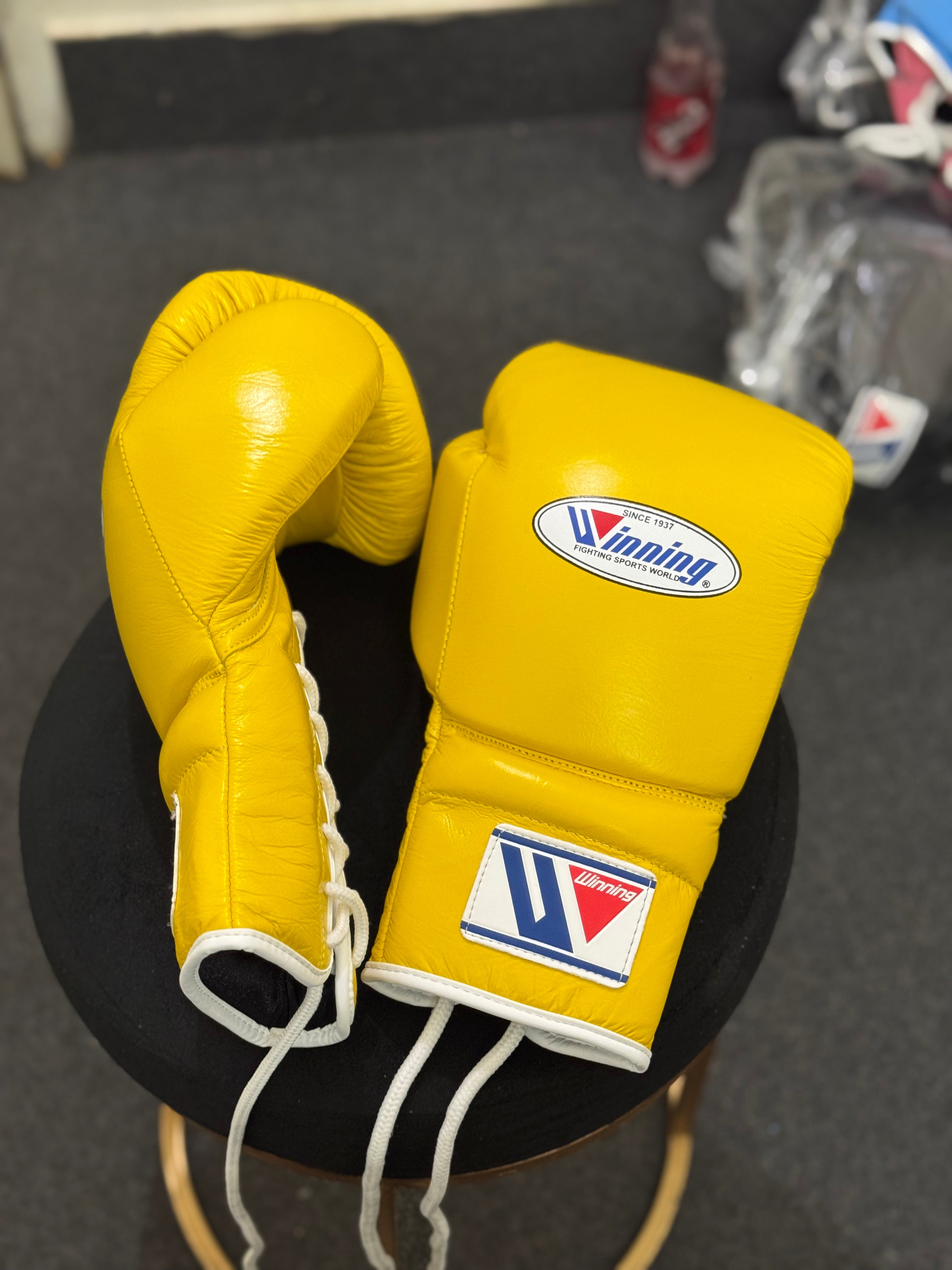 Custom Handmade Yellow Pro Elite Boxing Gloves | Winnings | Personalise your name | 100% Pure Leather | Best Choice for Fighters