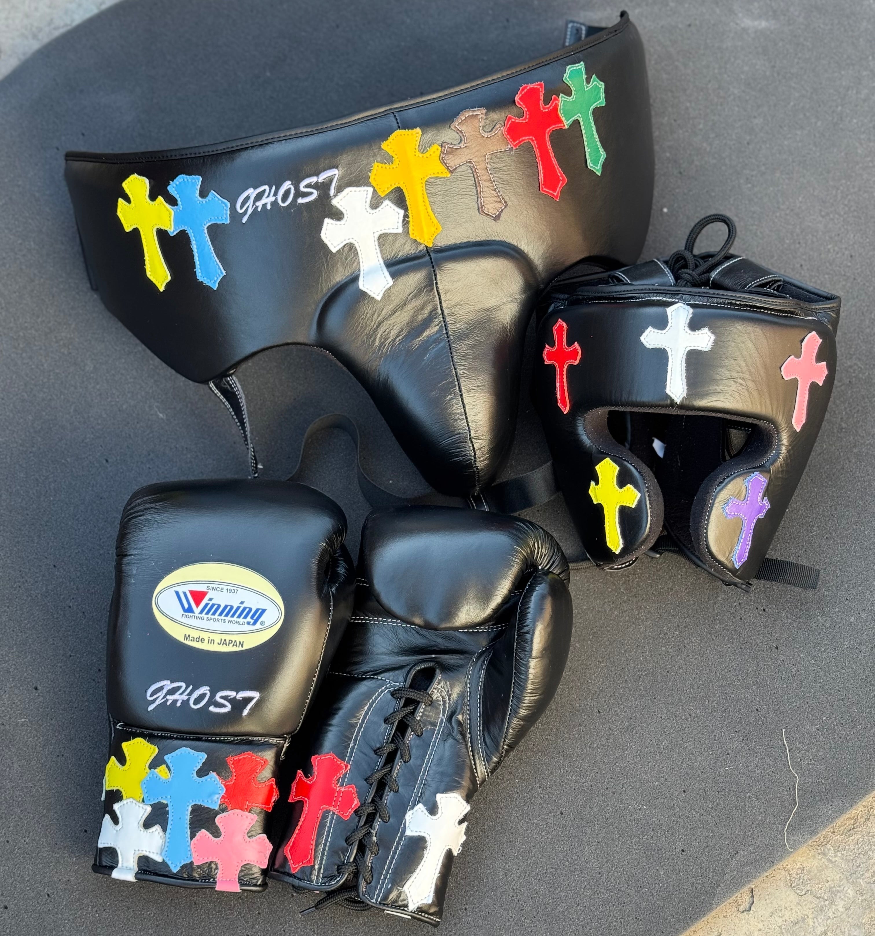 Full Black Sparring Kit with Chrome Hearts | Handmade Boxing Sparring Kit | Winning | Premium Quality | Personalise Your Name | Flat 50% OFF