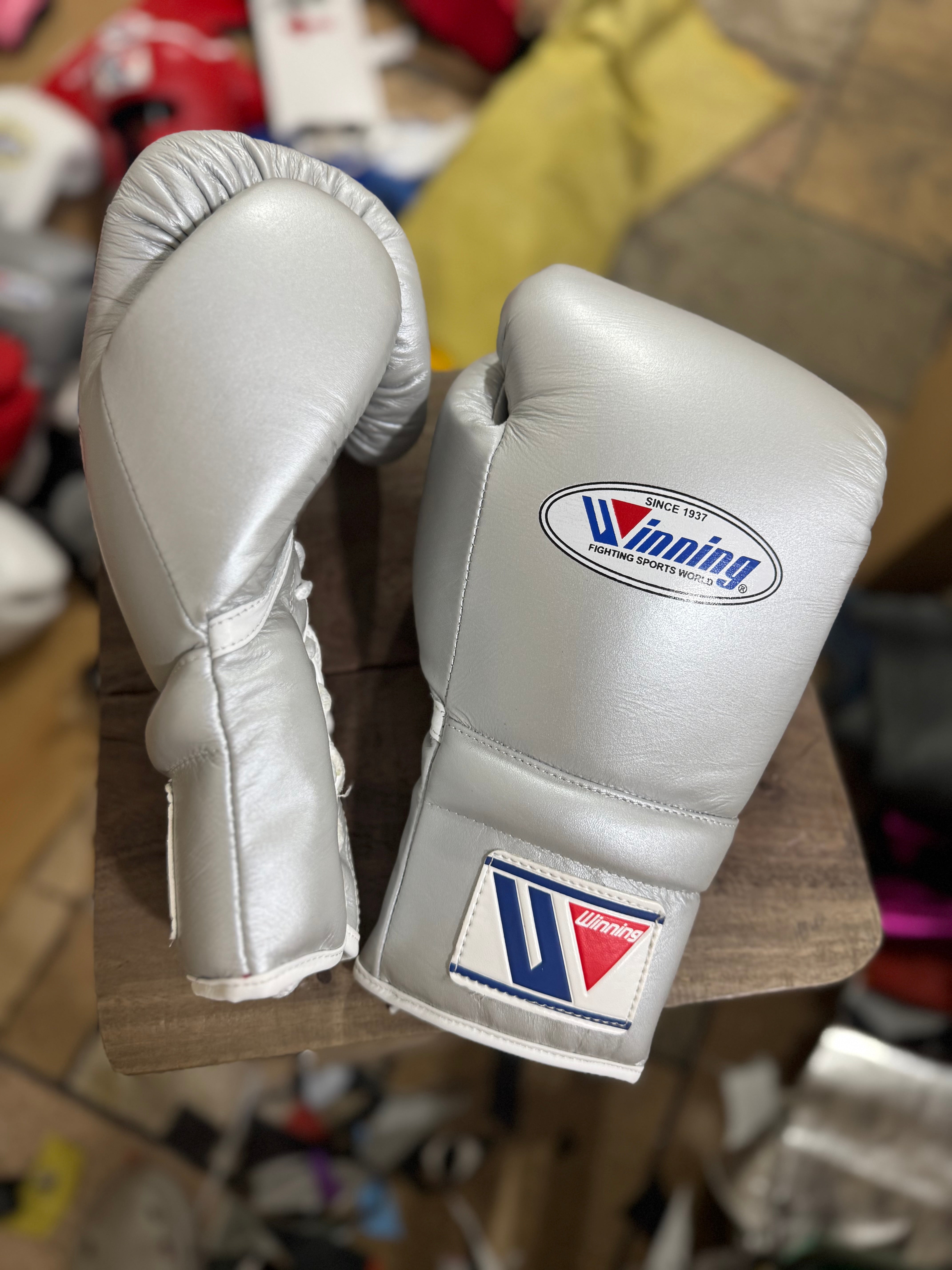 Custom Handmade Metallic Silver Pro Elite Boxing Gloves | Winnings | Personalise your name | 100% Pure Leather | Best Choice for Fighters