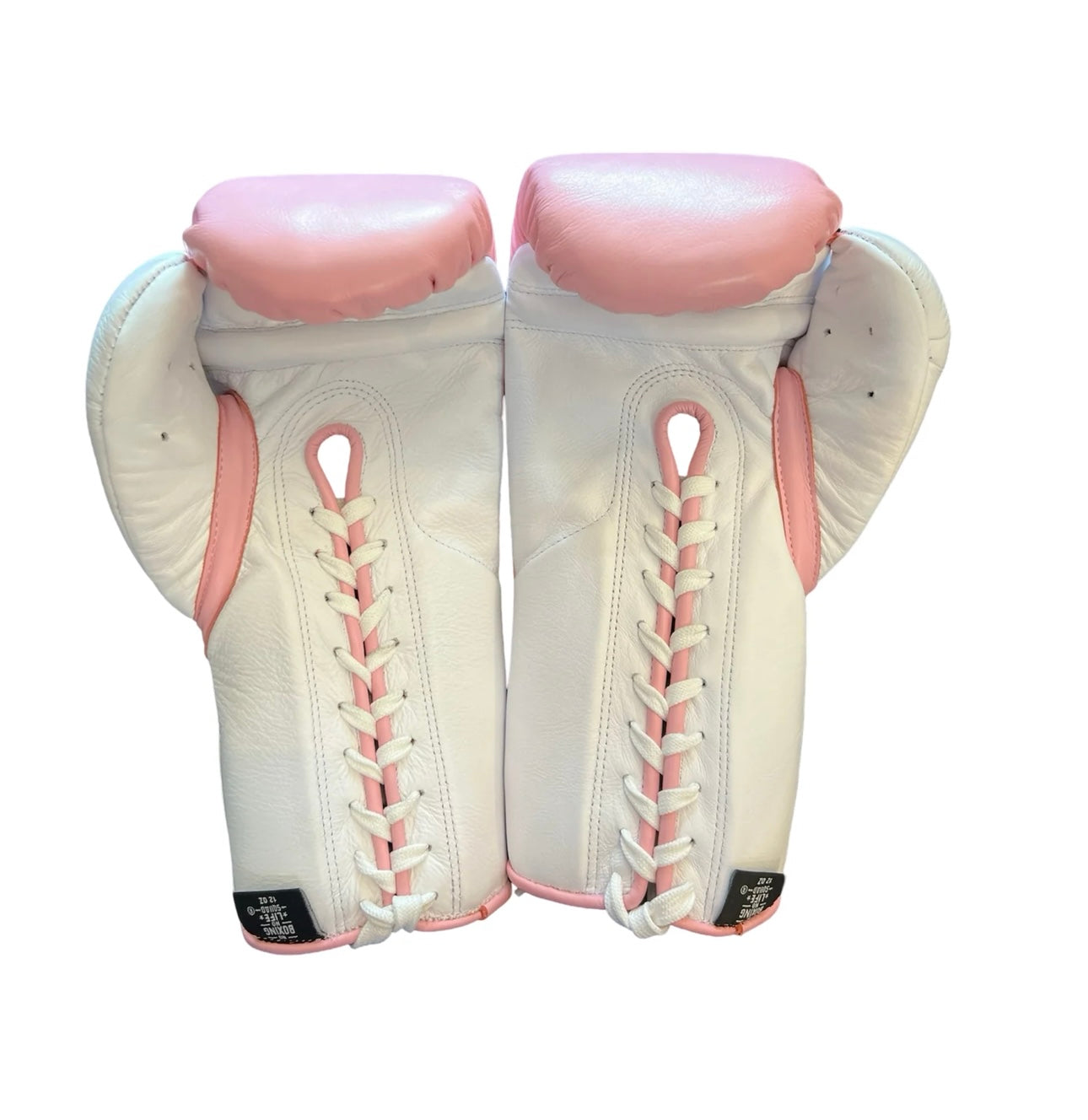 White & Pink Pro Elite Boxing Gloves No Boxing No Life| 100% Pure Leather | Best Choice for Fighters