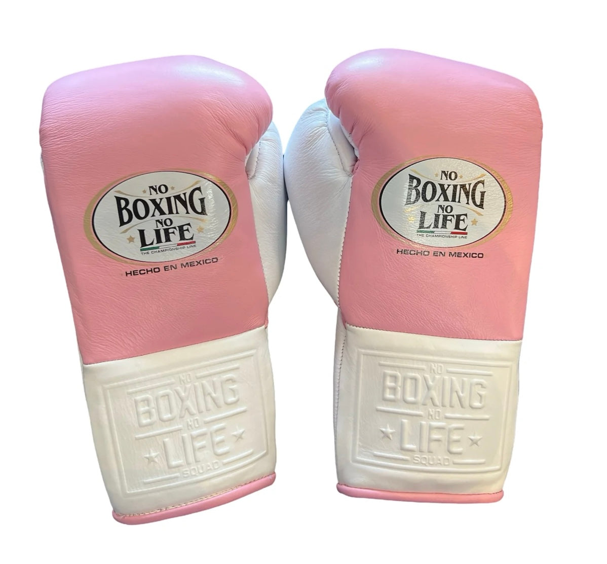 White & Pink Pro Elite Boxing Gloves No Boxing No Life| 100% Pure Leather | Best Choice for Fighters