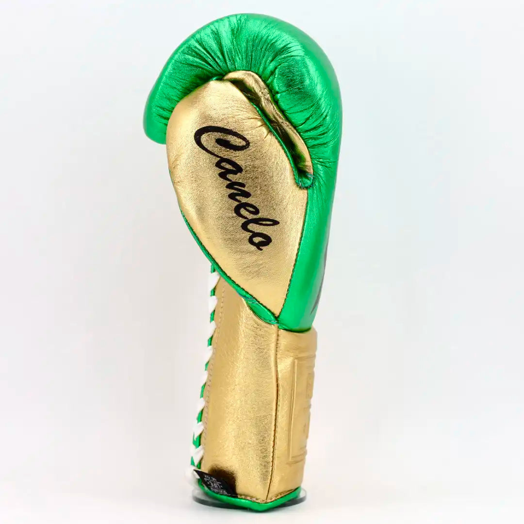 NO BOXING NO LIFE CA SPECIAL EDITION TRAINING GLOVES - METALLIC GREEN / METALLIC GOLD
 | 100% Pure Leather | Best Choice for Fighters