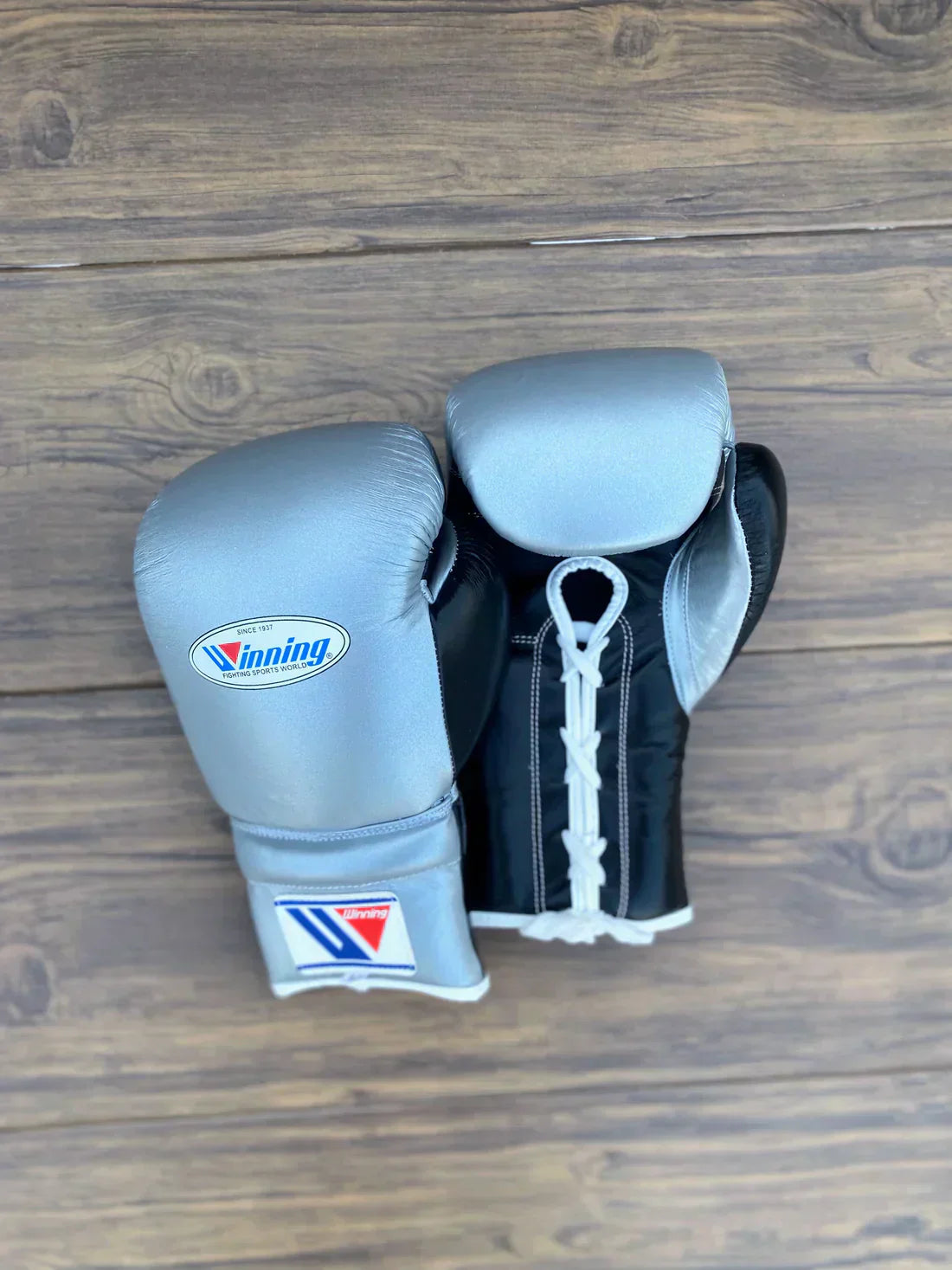 Metallic Grey & Black Custom Handmade Boxing Gloves | Winnings | Personalise your name | 100% Pure Leather | Best Choice for Fighters | Flat 50 OFF