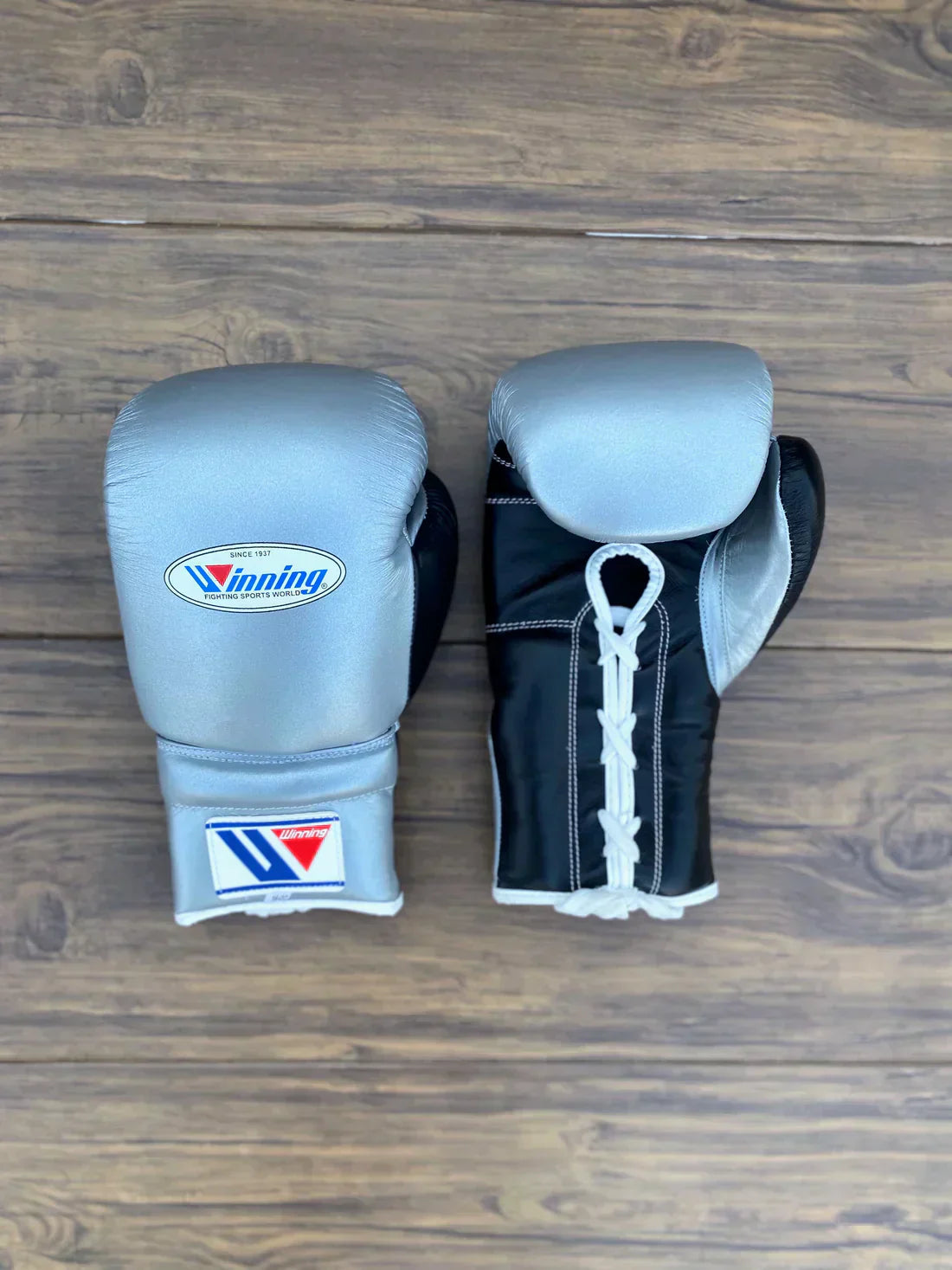Metallic Grey & Black Custom Handmade Boxing Gloves | Winnings | Personalise your name | 100% Pure Leather | Best Choice for Fighters | Flat 50 OFF
