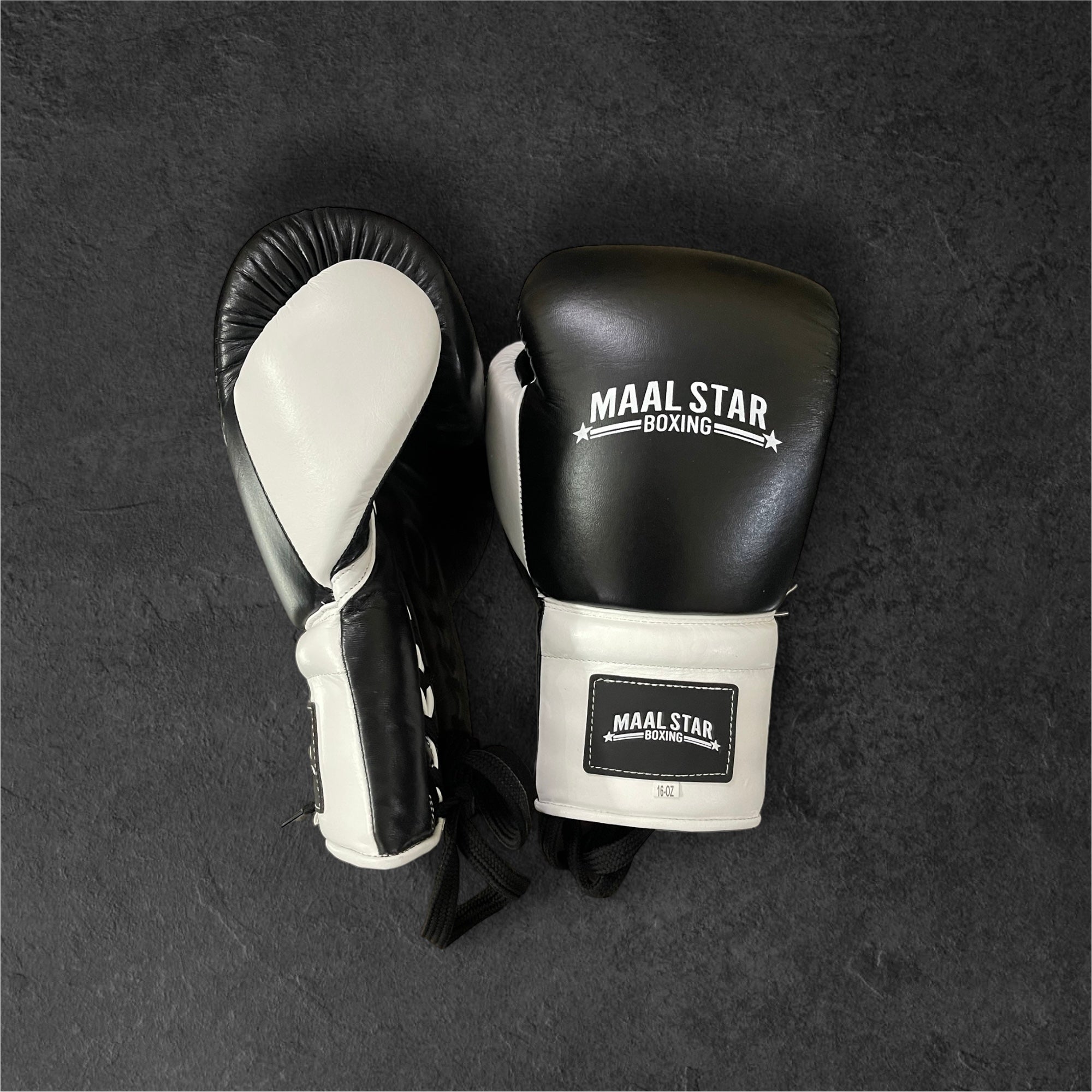 Pro Elite Black and White Boxing Gloves | 100% Leather